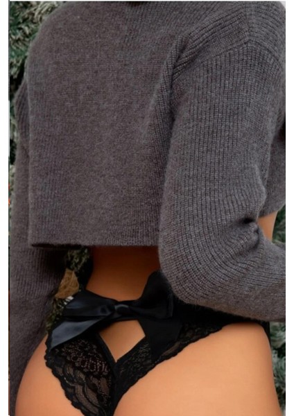 Siyah Külot Yüksek Bel Dantelli Şeritli Şık Tasarım fiyatları