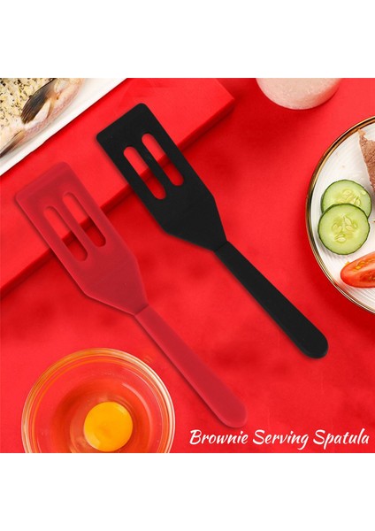 Brownie Servis Spatulası Yapışmaz Silikon Servis Döndürücü Isıya Dayanıklı Kurabiye Spatula Oluklu Spatula (Kırmızı ve Siyah, 2) (Yurt Dışından)