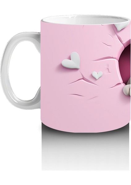 Kalpli Çatlak Zeminden Bakan Sevimli Beyaz Köpek - Baskılı Kahve Kupası fiyatları