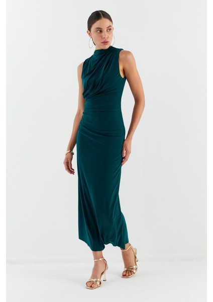 Drapeli Elbise Zumrut Yesıl fırsatları