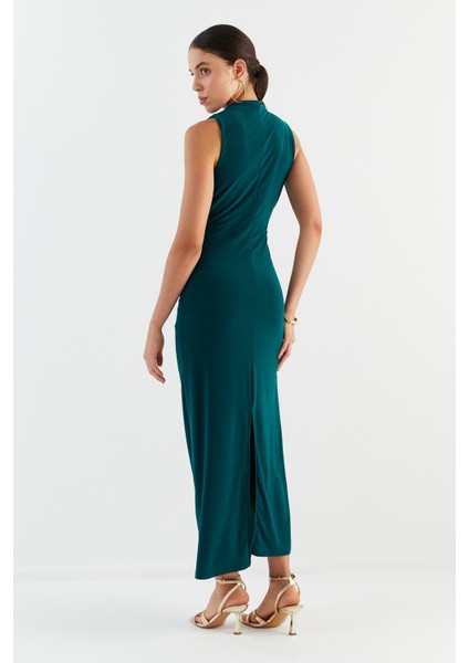 Drapeli Elbise Zumrut Yesıl indirimleri