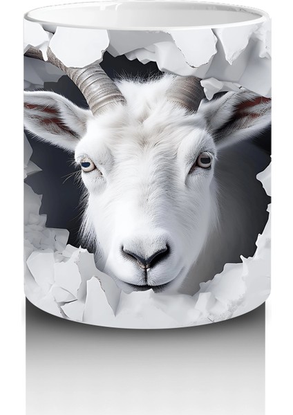 Çatlak Duvar Arasında Beyaz Keçi – Baskılı Kahve Kupası modelleri