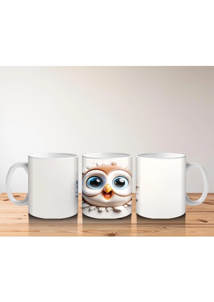 Tek Başına Bakan Sevimli Baykuş Illüstrasyonu – Baskılı Kahve Kupası indirimleri