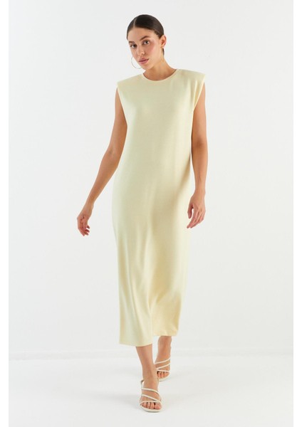 Basic Vatkalı Elbise Sarı