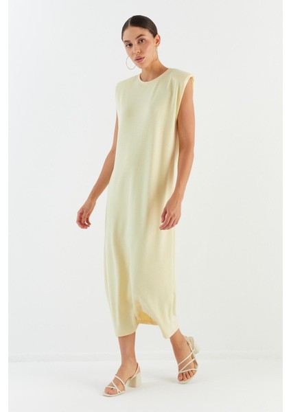 Basic Vatkalı Elbise Sarı modelleri