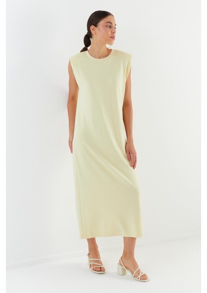 Basic Vatkalı Elbise Sarı fırsatları