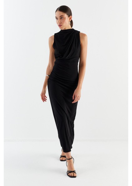 Drapeli Elbise Sıyah modelleri