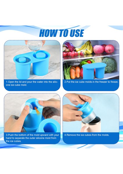 Silikon Buz Kare Tepsi ve Kalıp 30 40 Oz 2 Içi Boş Silindir Buz Kare Kalıbı Yapmak Için Yeniden Kullanılabilir Içecekler Için, Mavi (Yurt Dışından) fırsatları