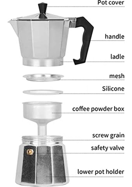 Kahve Potu Espresso Makinesi Moka Potu, Elektrikli Seramik Ocak Üstü Için Harika Aromalı Espresso Için Ocak Üstü Espresso Makinesi (Yurt Dışından) indirimleri