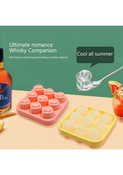 Silikon Kalıplar Buz Tepsisi 9 Izgara Gül Buz Kalıpları Ev Parti Kullanımı Yuvarlak Buz Küpü Yapımcıları Mutfak Dıy Dondurma Kalıpları-3 (Yurt Dışından) fırsatları