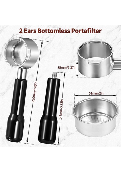 Delonghi ECP3420/EC155/BCO430/EC260 Espresso Makinesi Için Filtre Sepetli 2 Kulaklı 51MM Dipsiz Portafiltre (Yurt Dışından) fiyatları