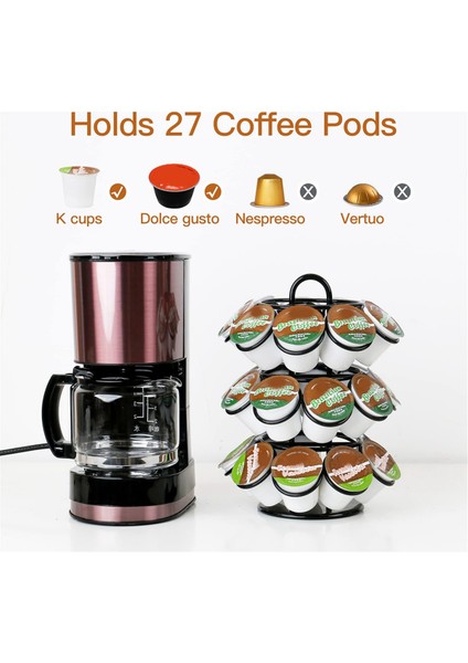 Kahve Pod Tutucu, K Kupaları Için Uyumlu Kahve Pod Depolama (27 Pod), 360 Derece Dönen Kahve Pod Tutucu Siyah (Yurt Dışından) fiyatları