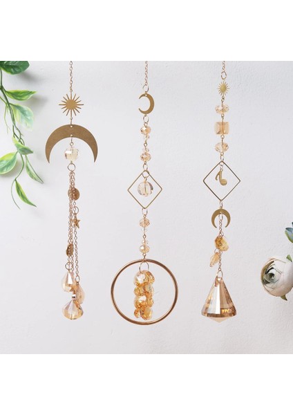 Altın Ay Müzik Notasyonu Kolye Avize Kristal Prizmalar Çakra Suncatcher Ev Windows Dekor (Mix 3 Stil) (Yurt Dışından) fiyatları
