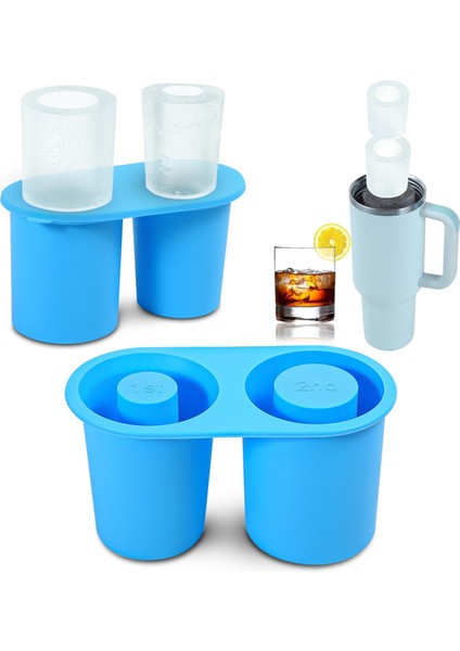 Silikon Buz Kare Tepsi ve Kalıp 30 40 Oz 2 Içi Boş Silindir Buz Kare Kalıbı Yapmak Için Yeniden Kullanılabilir Içecekler Için, Yeşil (Yurt Dışından) modelleri