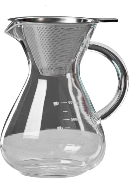 Cam Filtreli Kahve Potu Yüksek Sıcaklığa Dayanıklı Espresso Potları Dereceli Ölçekli Kahve Sunucusu 600ML (Yurt Dışından)