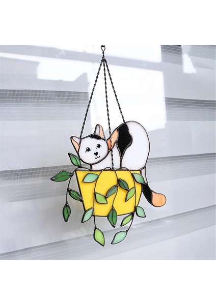Saksıda Kedi Güneş Tutucu Vitray Pencere Süsleri, Kristal Güneş Tutucu, Akrilik Güneş Tutucu Seti, Duvar Sanatı B (Yurt Dışından) indirimleri