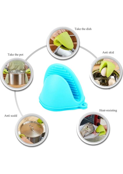 Çift Fırın Eldiveni Silikon Isıya Dayanıklı Pişirme Sıkıştırma Eldiveni Tencere Altlığı Mutfak Pişirme ve Fırınlama Için, Yeşil Mavi Kırmızı (Yurt Dışından) fiyatları