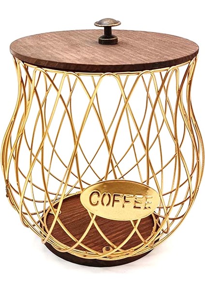 Kahve Pod Tutucu, Tezgah Için Rustik K Kupası Tutucu Düzenleyici, Kahve Aksesuarları Dekor Altın Için Kahve Pod'ları Depolama (Yurt Dışından)