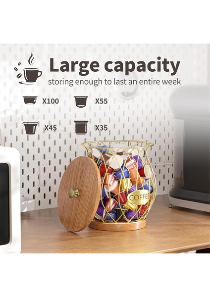 Kahve Pod Tutucu, Tezgah Için Rustik K Kupası Tutucu Düzenleyici, Kahve Aksesuarları Dekor Altın Için Kahve Pod'ları Depolama (Yurt Dışından) fiyatları