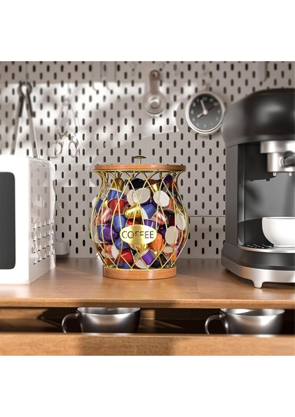 Kahve Pod Tutucu, Tezgah Için Rustik K Kupası Tutucu Düzenleyici, Kahve Aksesuarları Dekor Altın Için Kahve Pod'ları Depolama (Yurt Dışından) indirimleri