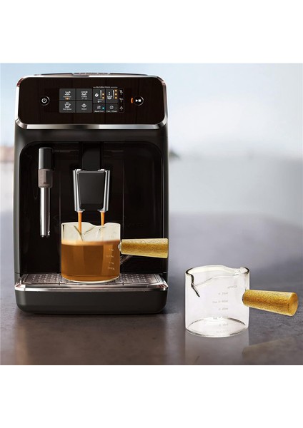 Adet Çift Ağızlı Espresso Shot Dakları Ölçülü Cam Espresso Fincanları Ahşap Saplı Sütlü Kahve Için Pişirme Kabı, 75 ml (Yurt Dışından) fiyatları
