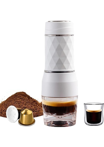 Taşınabilir Kahve Makinesi Espresso Makinesi El Pres Kapsül Öğütülmüş Kahve Demleyici Seyahat ve Piknik Için Taşınabilir, Siyah (Yurt Dışından) fiyatları