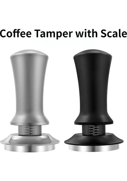 Kahve Sabotajı Ayarlanabilir Derinlik, Ölçekli 30LB Espresso Yayları Kalibre Edilmiş Tamping Paslanmaz Çelik Düz Taban Siyah 58MM (Yurt Dışından) fırsatları