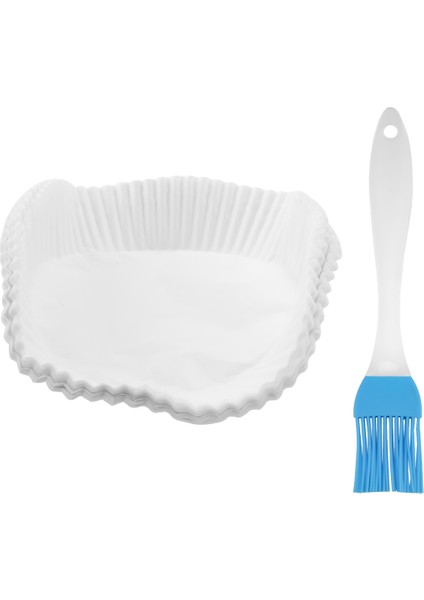 50 Adet Hava Fritöz Parşömen Kağıt Gömlekleri Yapışmaz Tek Kullanımlık Gömlekler, Deliksiz Yuvarlak Parşömen Kağıdı (Beyaz) (Yurt Dışından)