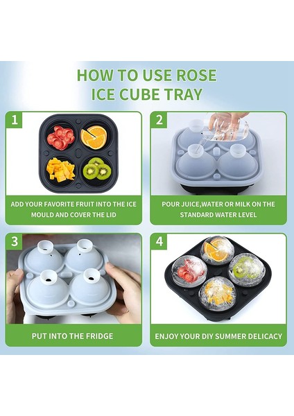 Buz Küpü Tepsileri 3D Rose Silikon 4'lü Çıkarılabilir Huni Şekilli Kapaklı Buz Küpü Tepsileri (Yurt Dışından) fırsatları