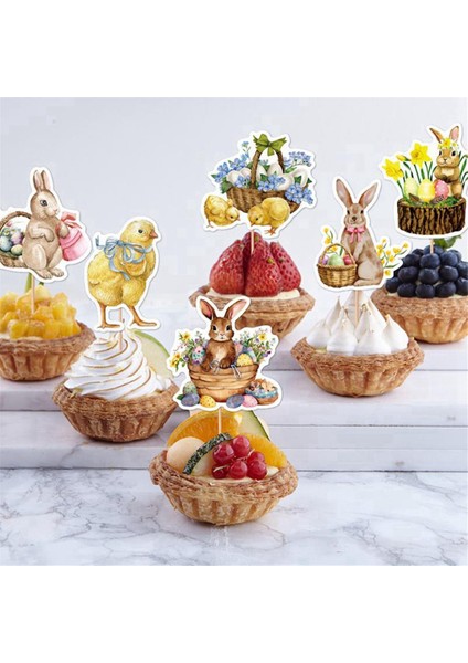 8 Adet Sevimli Civciv Tavşan Yumurta Tarzı Cupcake Üstü Süslemesi Paskalya Festivali Doğum Günü Partisi Bebek Duş Süslemeleri (Yurt Dışından) modelleri