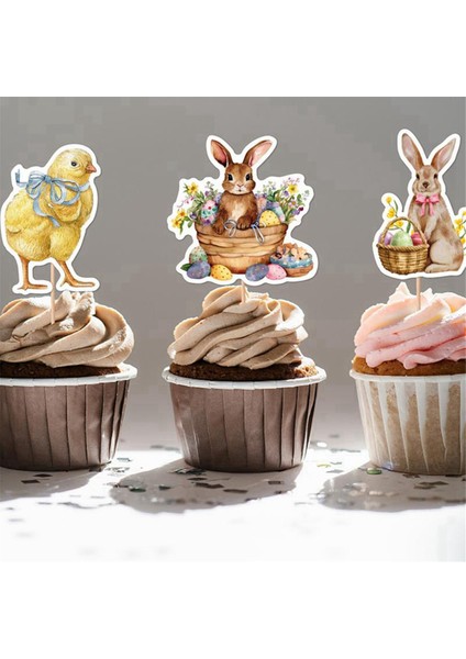 8 Adet Sevimli Civciv Tavşan Yumurta Tarzı Cupcake Üstü Süslemesi Paskalya Festivali Doğum Günü Partisi Bebek Duş Süslemeleri (Yurt Dışından) fırsatları