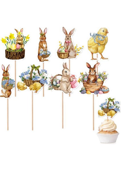 8 Adet Sevimli Civciv Tavşan Yumurta Tarzı Cupcake Üstü Süslemesi Paskalya Festivali Doğum Günü Partisi Bebek Duş Süslemeleri (Yurt Dışından) indirimleri