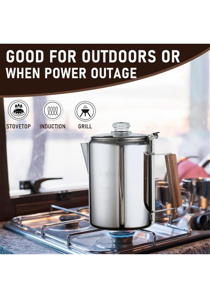 Kamp Için Kahve Percolators Soba, Percolator Cezve Paslanmaz Çelik Kahve Makinesi Kamp Açık Havada Ev 9 Fincan (Yurt Dışından) fiyatları