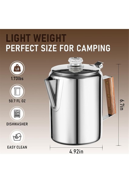 Kamp Için Kahve Percolators Soba, Percolator Cezve Paslanmaz Çelik Kahve Makinesi Kamp Açık Havada Ev 9 Fincan (Yurt Dışından) modelleri