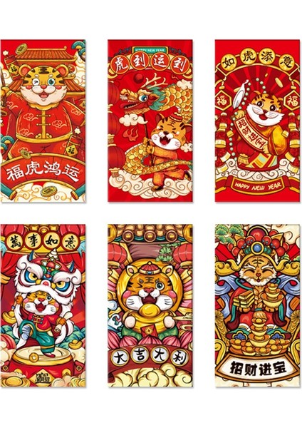 Adet Çin Yeni Yılı Kırmızı Zarflar 2022 Zodyak Kaplan Yılı Hong Bao Karikatür Şanslı Para Paketleri Bahar Şenliği Için (Yurt Dışından)