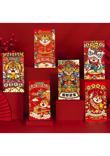 Adet Çin Yeni Yılı Kırmızı Zarflar 2022 Zodyak Kaplan Yılı Hong Bao Karikatür Şanslı Para Paketleri Bahar Şenliği Için (Yurt Dışından) modelleri