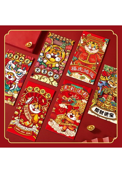 Adet Çin Yeni Yılı Kırmızı Zarflar 2022 Zodyak Kaplan Yılı Hong Bao Karikatür Şanslı Para Paketleri Bahar Şenliği Için (Yurt Dışından) fırsatları