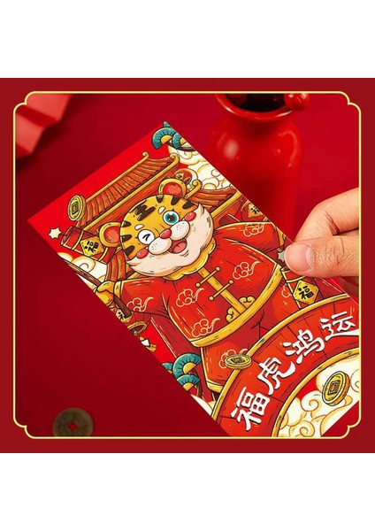 Adet Çin Yeni Yılı Kırmızı Zarflar 2022 Zodyak Kaplan Yılı Hong Bao Karikatür Şanslı Para Paketleri Bahar Şenliği Için (Yurt Dışından) indirimleri