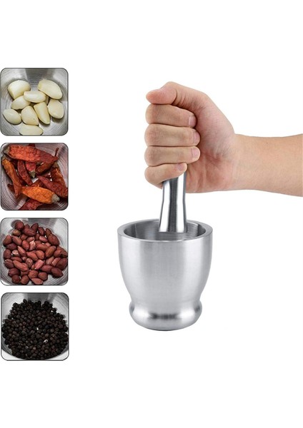 Paslanmaz Çelik Büyük Havan ve Tokmak Baharat Hapı Öğütücü Seti Mutfak Veya Otları Öğütmek Için Koruyucu Kapaklı (Yurt Dışından) fırsatları