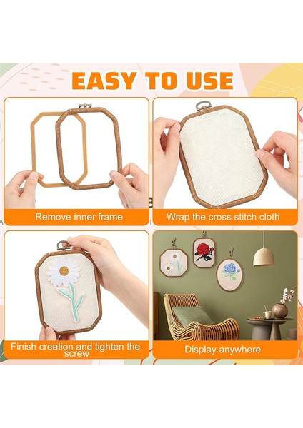 Adet Nakış Çemberler Taklit Ahşap Ekran Çerçevesi Daire Oval Sekizgen Sanat Zanaat Dikiş ve Askı Süsleri Dekor (Yurt Dışından) modelleri