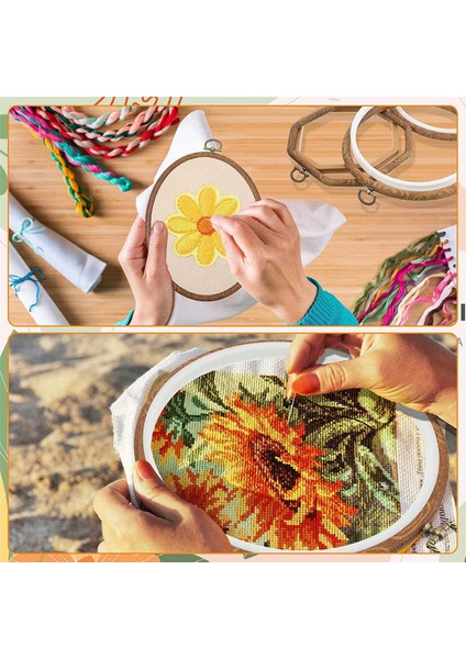 Adet Nakış Çemberler Taklit Ahşap Ekran Çerçevesi Daire Oval Sekizgen Sanat Zanaat Dikiş ve Askı Süsleri Dekor (Yurt Dışından) indirimleri