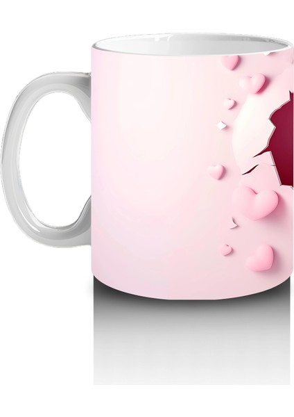 Pembe Çatlak Zeminde Yan Yana Oturan Sevimli Baykuşlar - Baskılı Kahve Kupası fiyatları