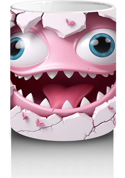 Ağzı Açık Sevimli Yaratık Maskotu – Baskılı Kahve Kupası modelleri