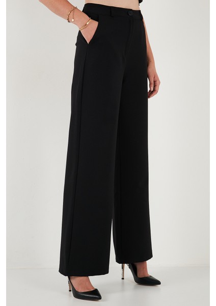 Wide Leg Orta Yüksek Bel Bol Paça Kumaş Pantolon Bayan Pantolon 6522974 indirimleri