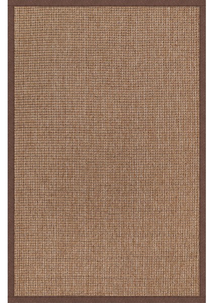 0465-KAHVERENGI Kumaş Bordür Sisal Halı Kilim Hav Toz Vermez Kolay Temizlenen Hasır Kilim