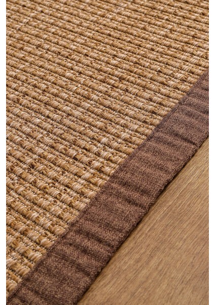 0465-KAHVERENGI Kumaş Bordür Sisal Halı Kilim Hav Toz Vermez Kolay Temizlenen Hasır Kilim indirimleri