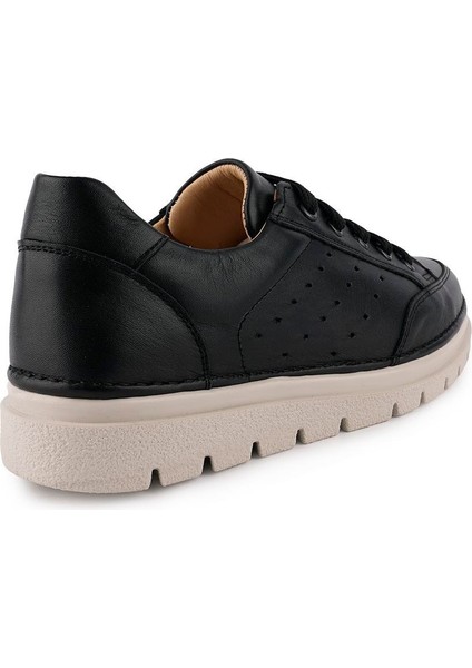 Hakiki Deri Ortopedik Yumuşak Günlük Sneaker Ayakkabı Siyah Deri 6203 indirimleri
