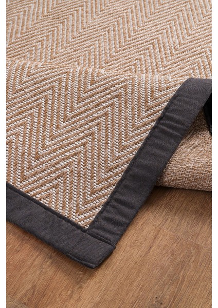 0408-ANTRASIT Kumaş Bordür Sisal Halı Kilim Hav Toz Vermez Kolay Temizlenen Hasır Kilim