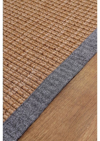 0465-GRI Kumaş Bordür Sisal Halı Kilim Hav Toz Vermez Kolay Temizlenen Hasır Kilim indirimleri