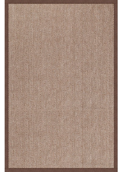 0408-KAHVE Kumaş Bordür Sisal Halı Kilim Hav Toz Vermez Kolay Temizlenen Hasır Kilim